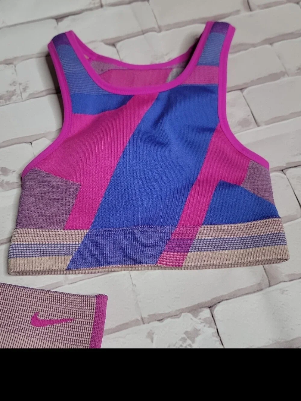 Nike Magenta and Royal Blue Colorblock Athletic Crop Tank